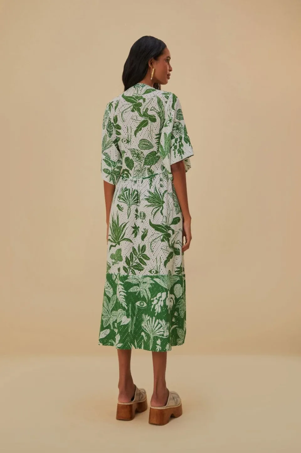 FARM Rio Robes Midi<Robe midi à manches courtes Forest Soul