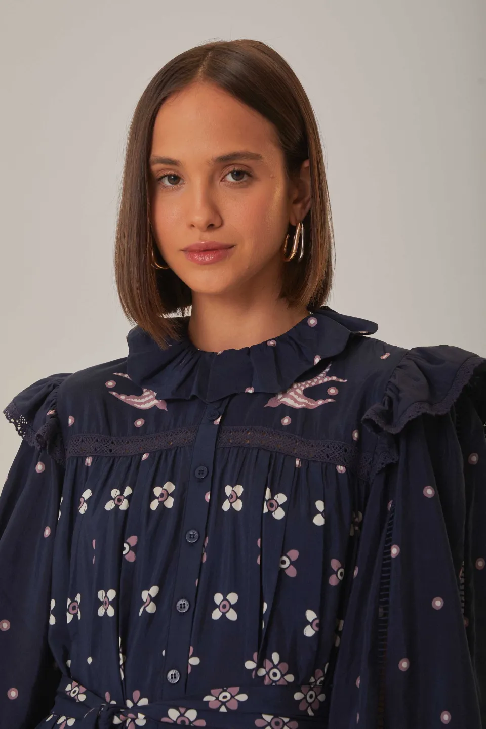 FARM Rio Robes Midi<Robe midi à manches longues Ainika Martina bleu foncé