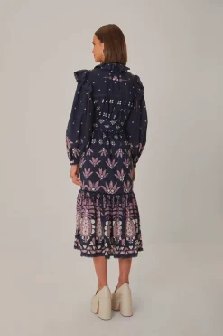 FARM Rio Robes Midi<Robe midi à manches longues Ainika Martina bleu foncé