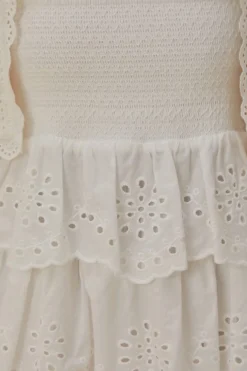 FARM Rio Robes Midi<Robe midi à volants brodés blanc cassé
