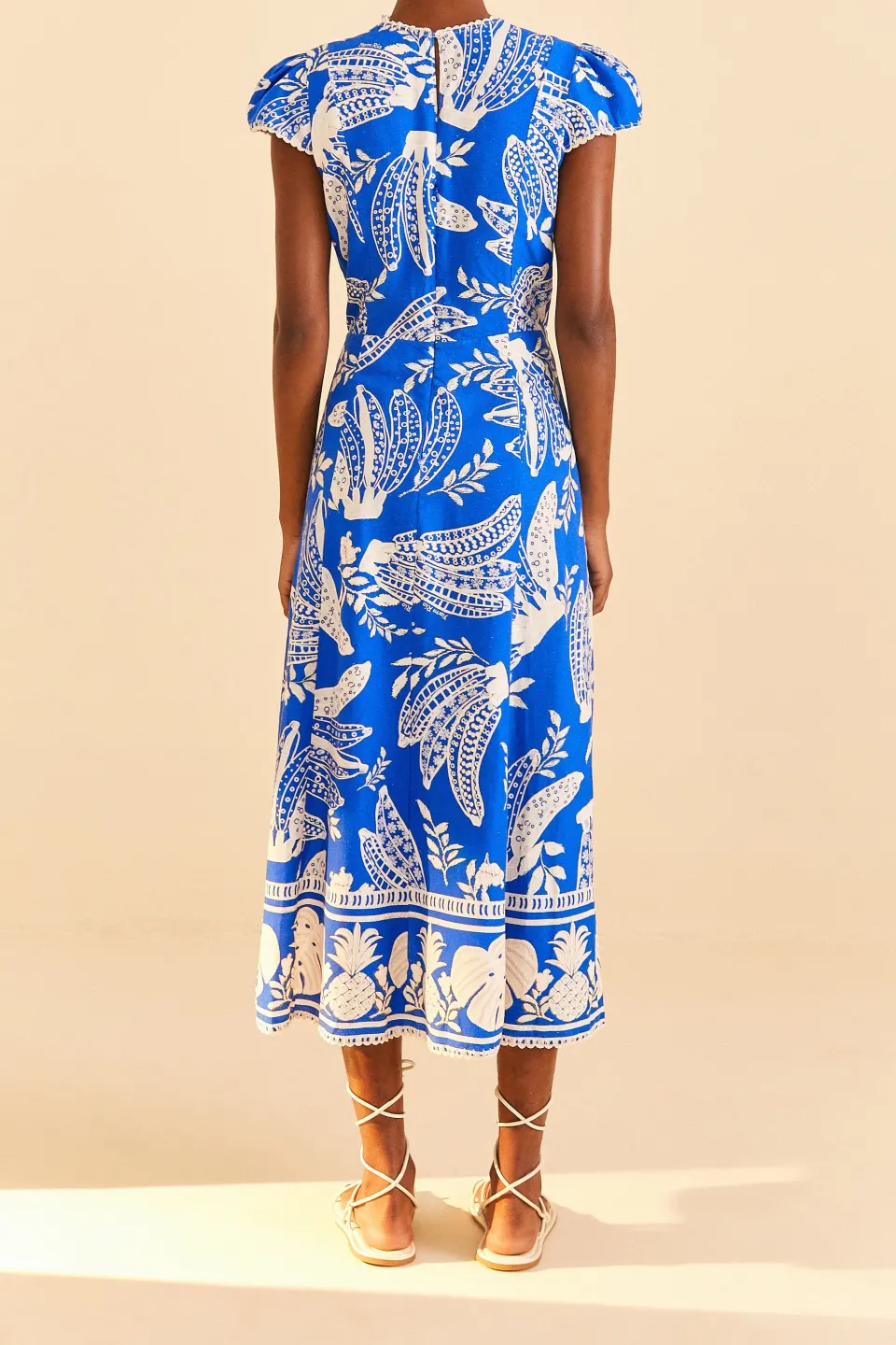 FARM Rio Robes Midi<Robe midi banane en dentelle bleue