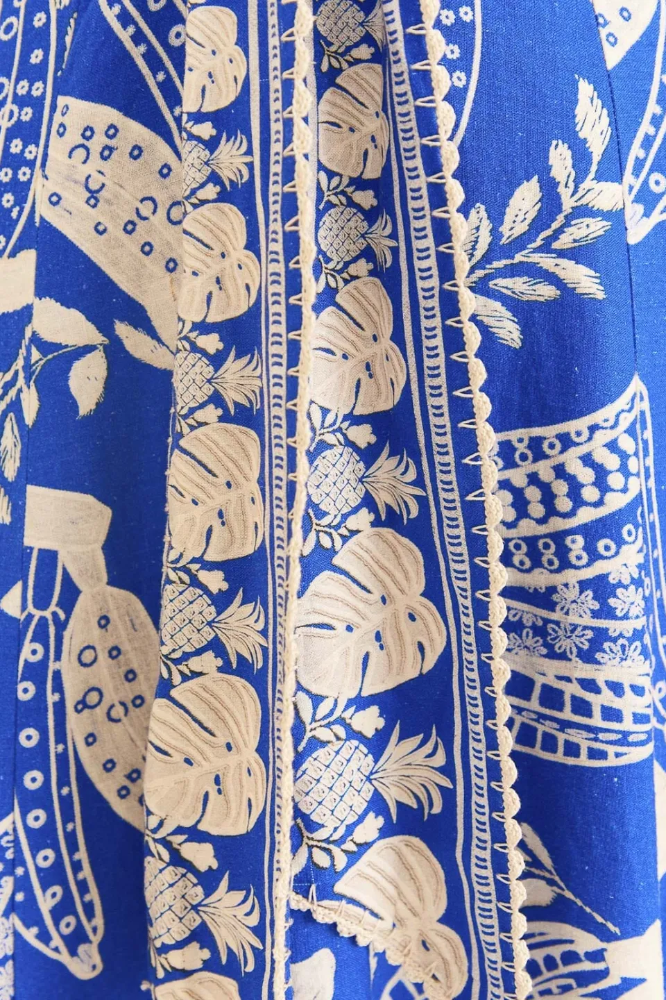 FARM Rio Robes Midi<Robe midi banane en dentelle bleue