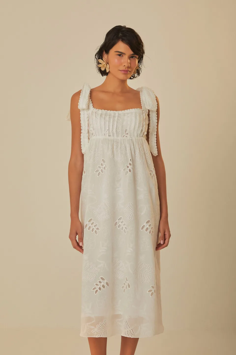 FARM Rio Robes Midi<Robe midi blanc cassé