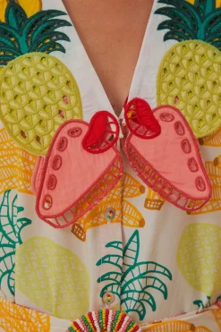 FARM Rio Robes Midi<Robe midi blanc cassé à fruits tropicaux