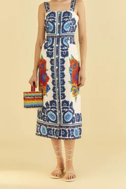 FARM Rio Robes Midi<Robe midi blanc cassé à tapisserie de fleurs