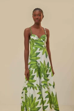 FARM Rio Robes Midi<Robe midi blanc cassé Palm Fan