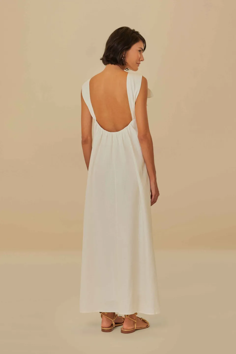FARM Rio Robes Midi<Robe midi blanche à détails floraux Lenzing™ Ecovero™ Euroflax™
