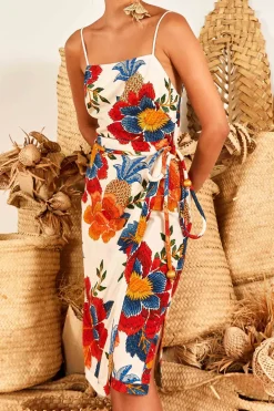 FARM Rio  Robes Midi<Robe midi blanche à fleurs d'ananas
