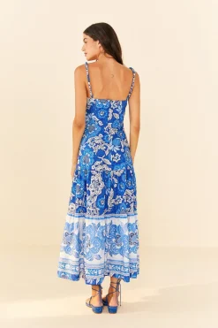 FARM Rio  Robes Midi<Robe midi bleue en coton biologique pleine de fleurs