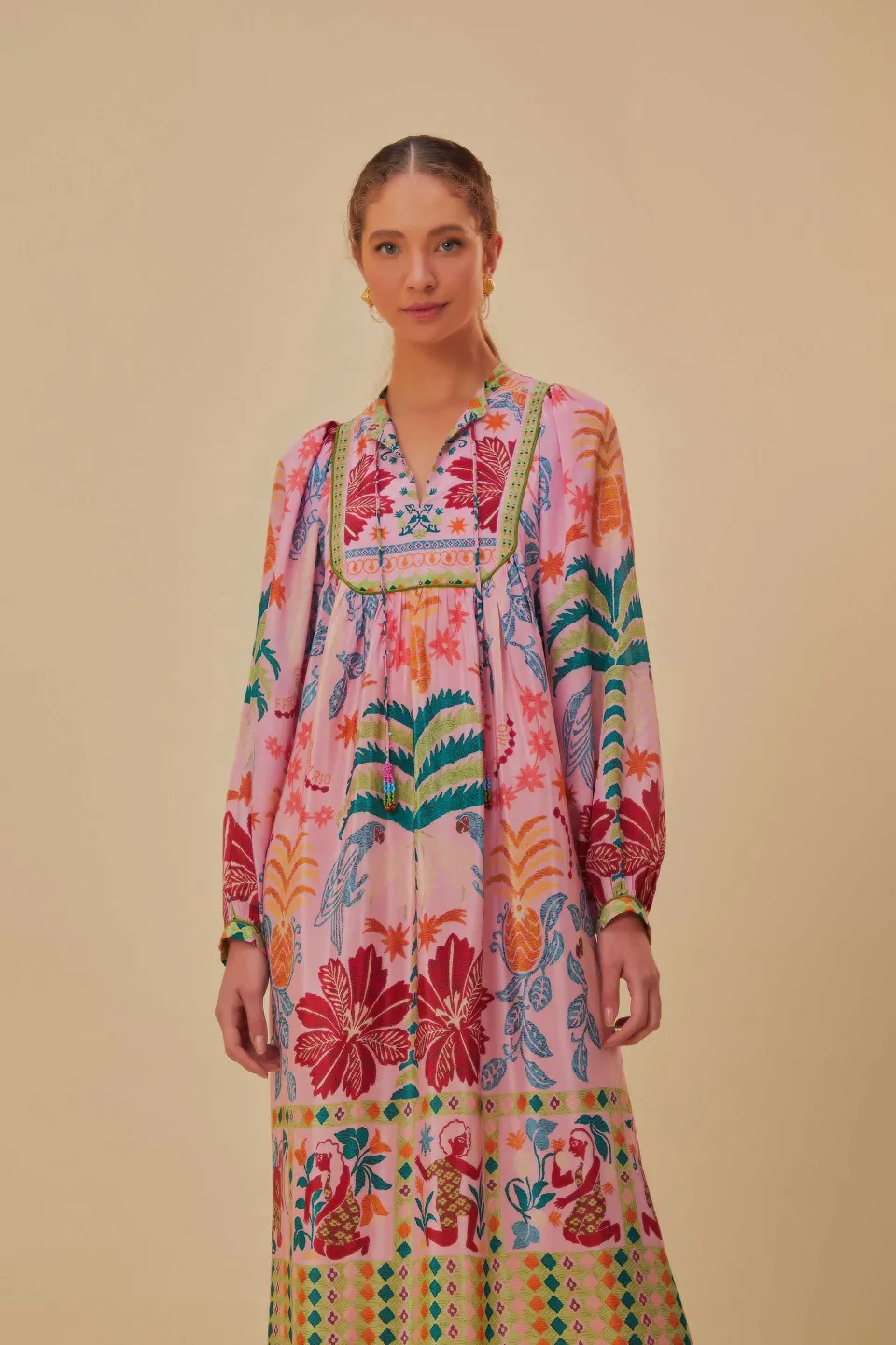 FARM Rio Robes Midi<Robe midi écharpe Pink Fruits Queen