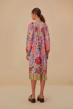 FARM Rio Robes Midi<Robe midi écharpe Pink Fruits Queen