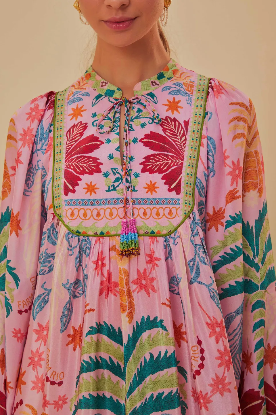 FARM Rio Robes Midi<Robe midi écharpe Pink Fruits Queen