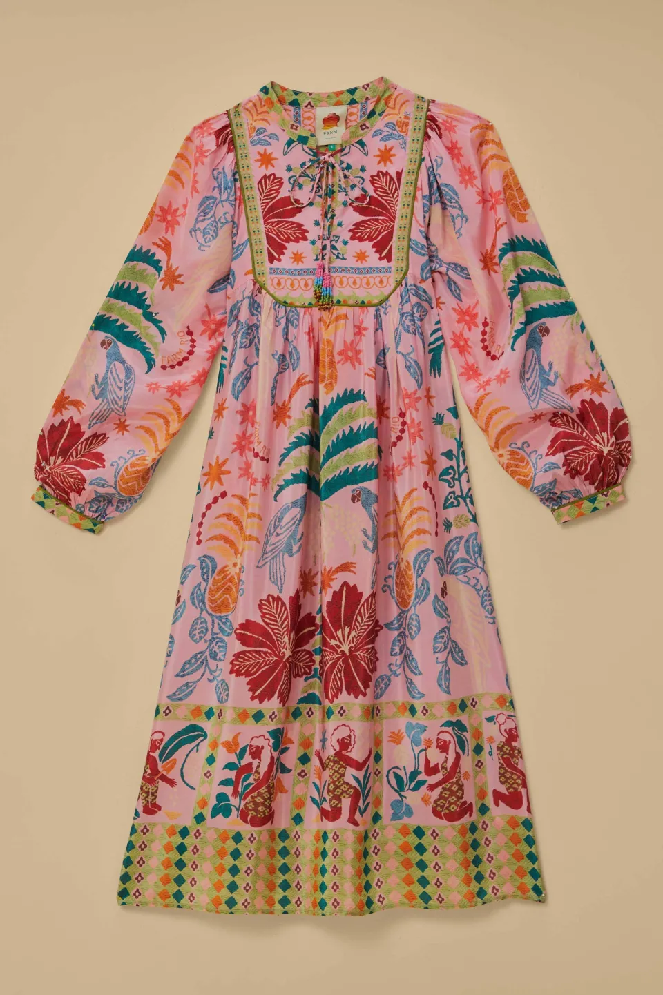 FARM Rio Robes Midi<Robe midi écharpe Pink Fruits Queen
