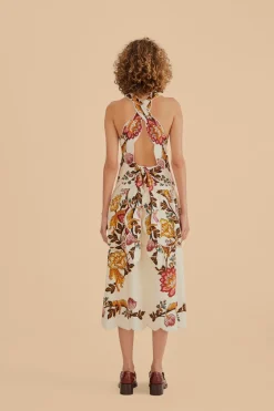 FARM Rio Robes Midi<Robe midi découpée à fleurs léopard sable