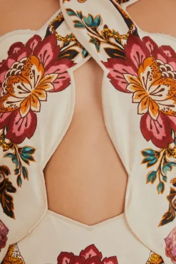 FARM Rio Robes Midi<Robe midi découpée à fleurs léopard sable