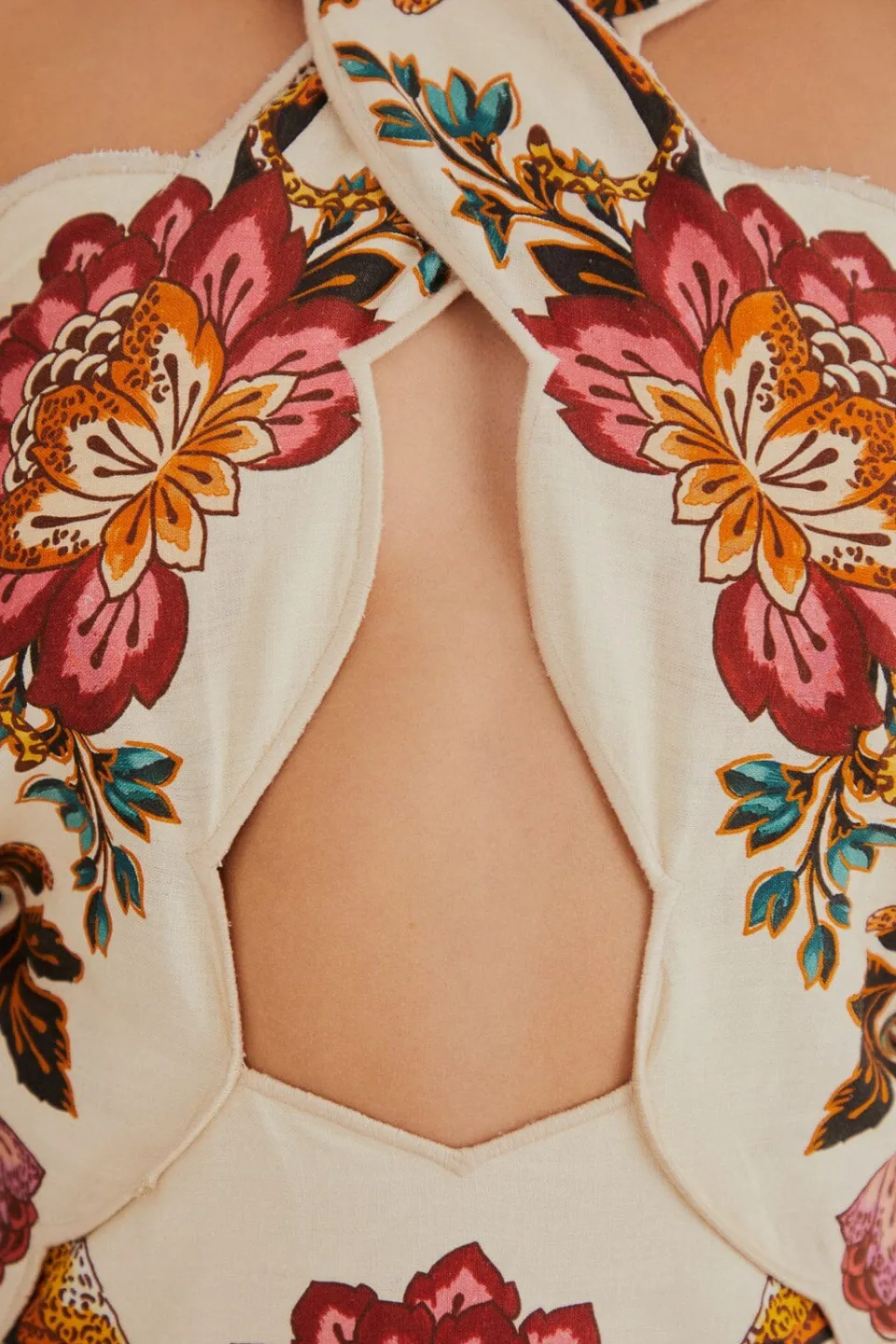 FARM Rio Robes Midi<Robe midi découpée à fleurs léopard sable