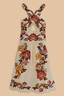FARM Rio Robes Midi<Robe midi découpée à fleurs léopard sable