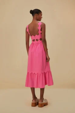 FARM Rio Robes Midi<Robe midi découpée en coton biologique rose