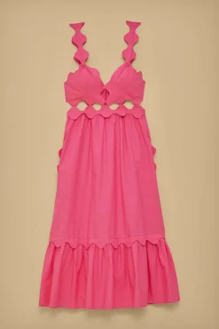 FARM Rio Robes Midi<Robe midi découpée en coton biologique rose