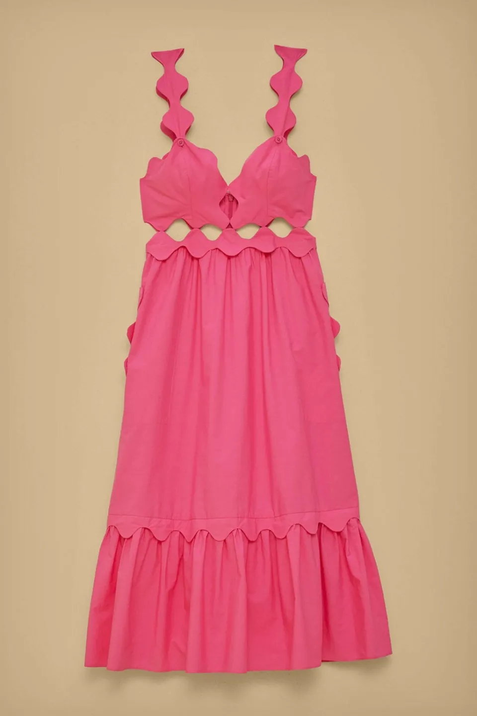 FARM Rio Robes Midi<Robe midi découpée en coton biologique rose