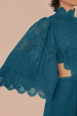 FARM Rio Robes Midi<Robe midi découpée en guipure verte