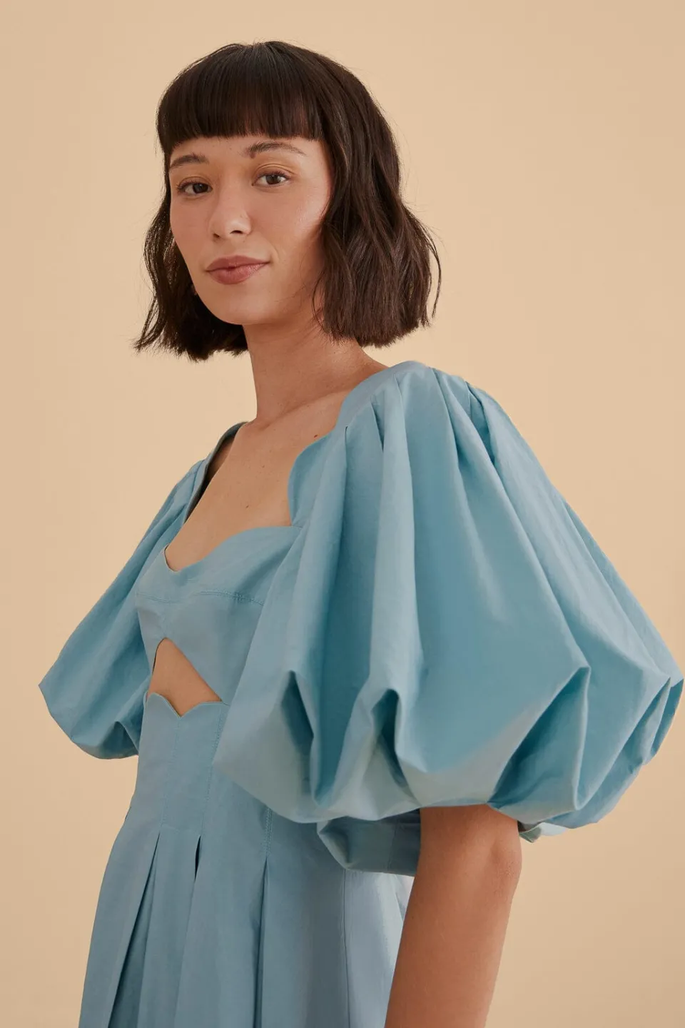 FARM Rio Robes Midi<Robe midi découpée gris bleu