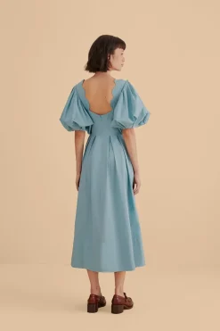 FARM Rio Robes Midi<Robe midi découpée gris bleu