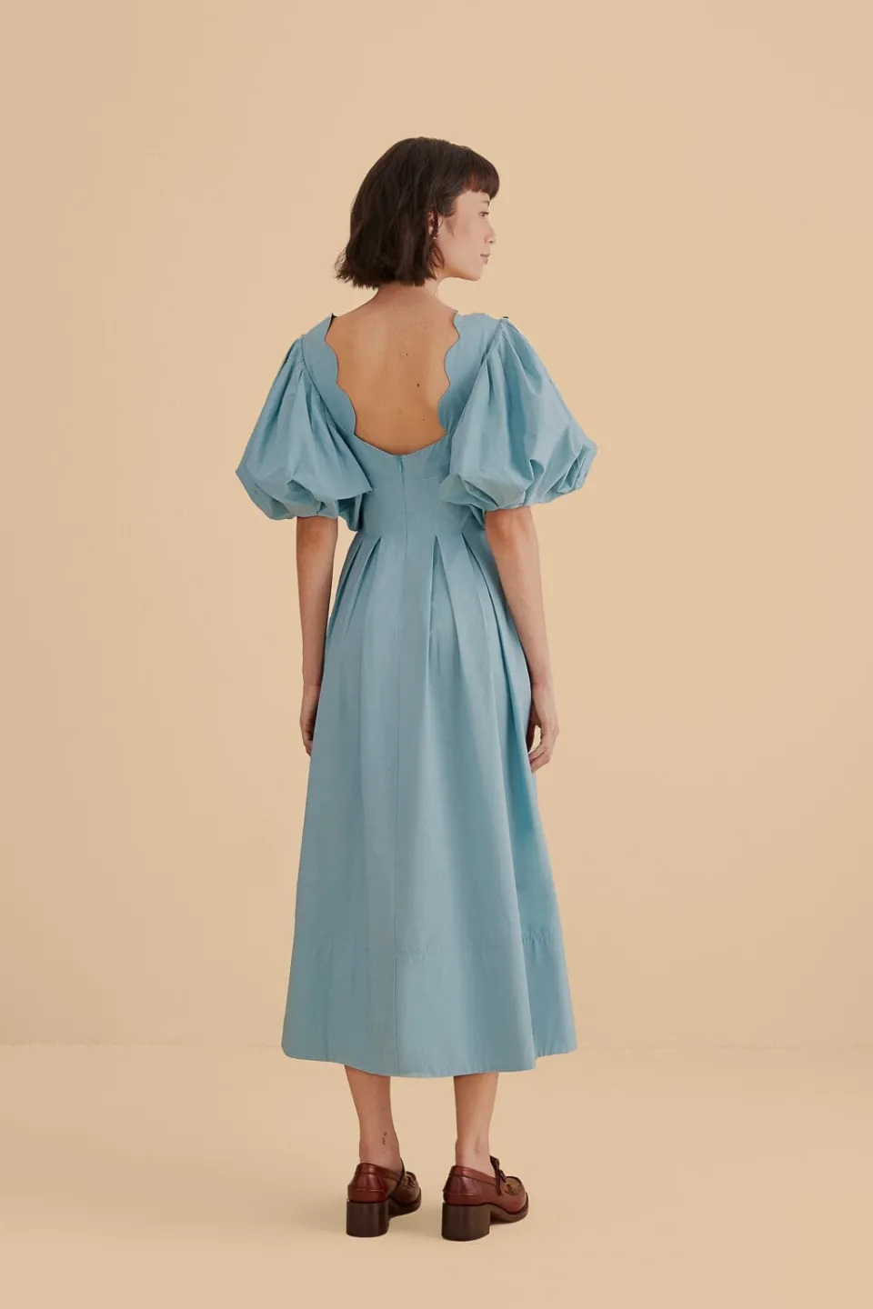 FARM Rio Robes Midi<Robe midi découpée gris bleu