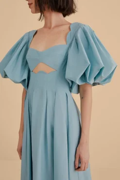 FARM Rio Robes Midi<Robe midi découpée gris bleu