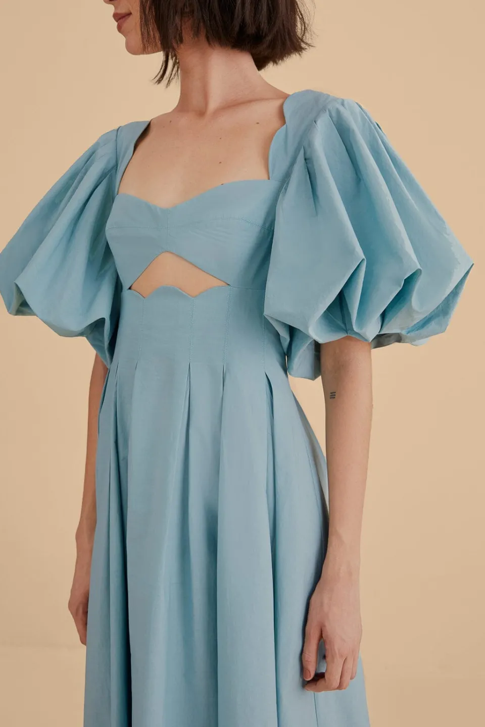 FARM Rio Robes Midi<Robe midi découpée gris bleu