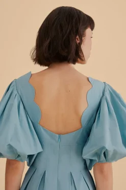 FARM Rio Robes Midi<Robe midi découpée gris bleu