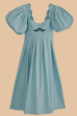 FARM Rio Robes Midi<Robe midi découpée gris bleu