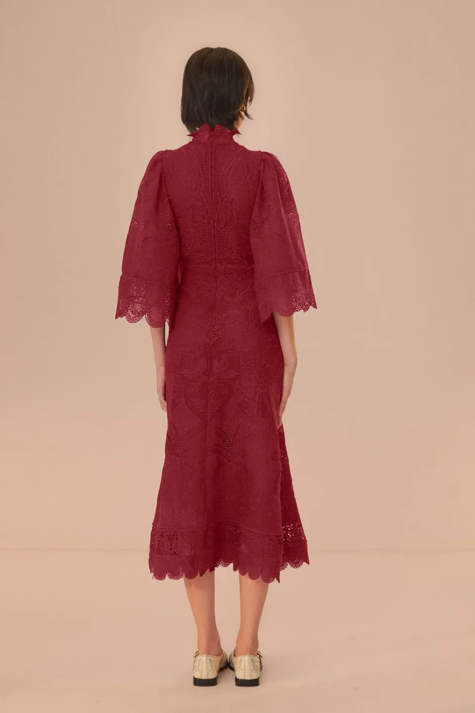 FARM Rio Robes Midi<Robe Midi Découpée Guipire Magenta Foncé