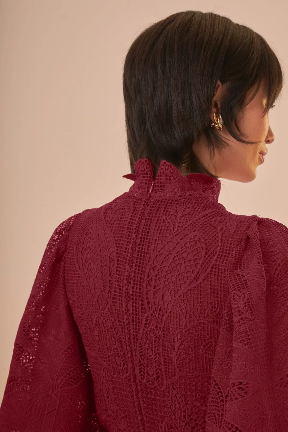 FARM Rio Robes Midi<Robe Midi Découpée Guipire Magenta Foncé