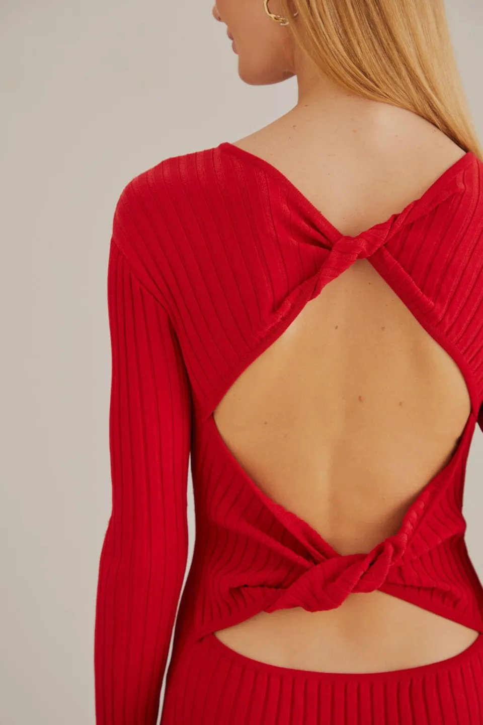 FARM Rio Robes Midi<Robe midi en tricot rouge