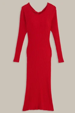 FARM Rio Robes Midi<Robe midi en tricot rouge