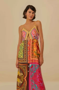 FARM Rio Robes Midi<Robe midi en viscose Lenzing™ Ecovero™ multicolore à foulards mélangés