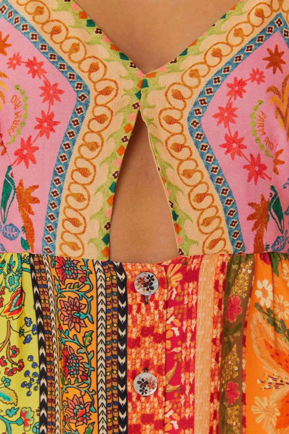 FARM Rio Robes Midi<Robe midi en viscose Lenzing™ Ecovero™ multicolore à foulards mélangés