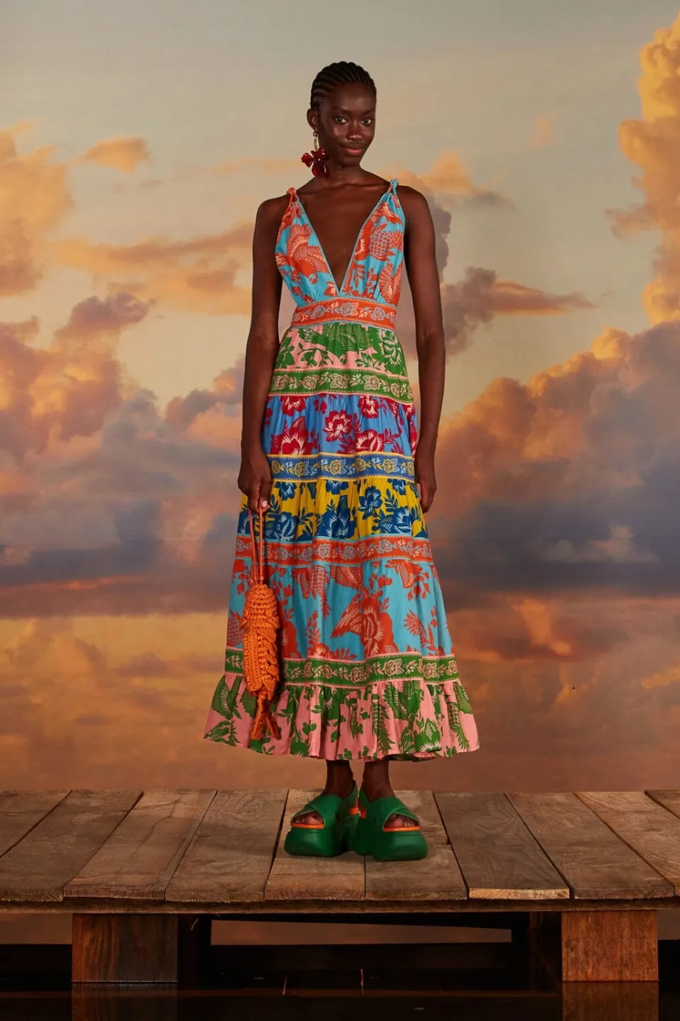 FARM Rio Robes Midi<Robe midi jardin en dentelle mélangée