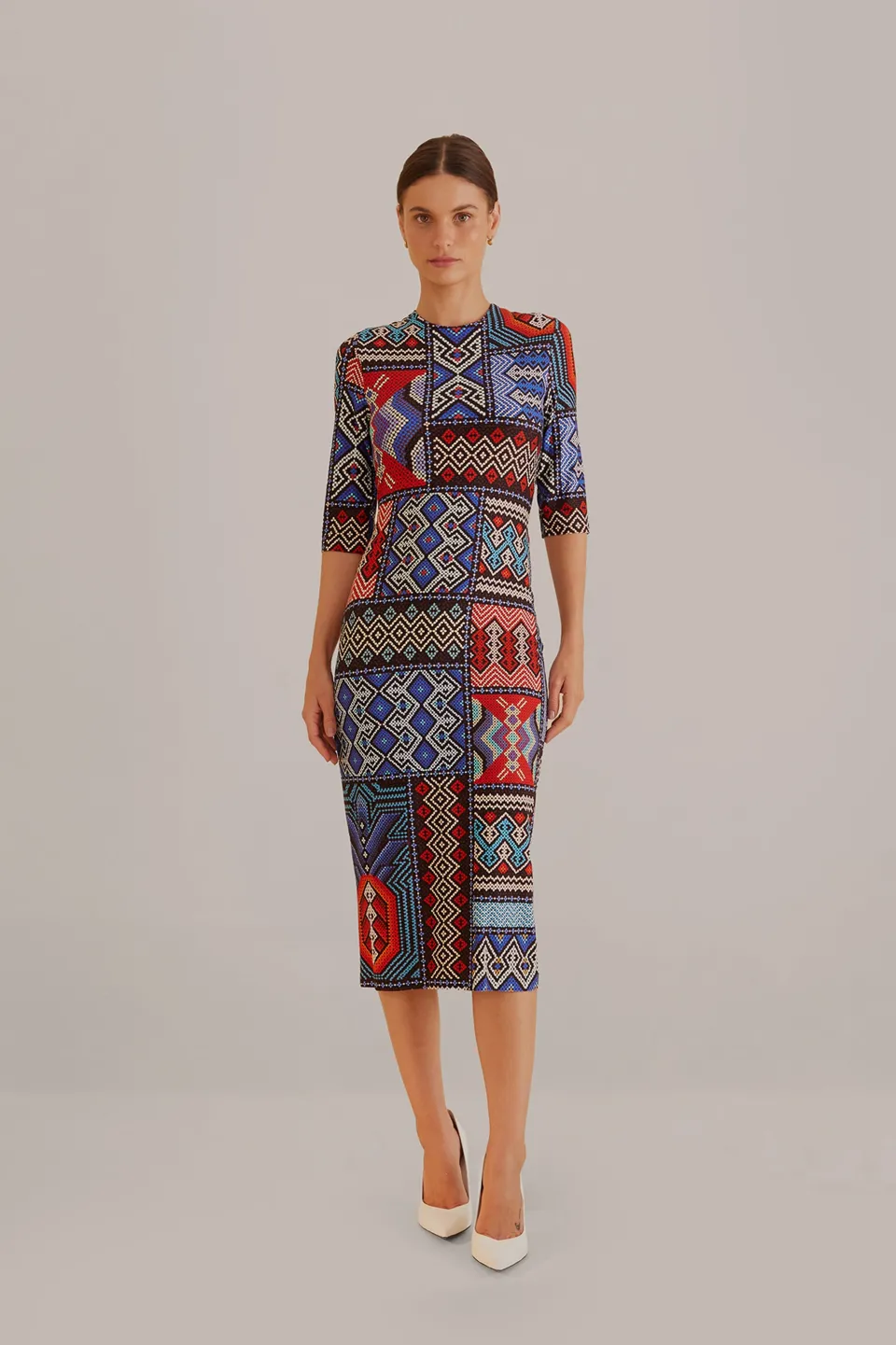 FARM Rio Robes Midi<Robe midi multicolore à manches courtes Rauti