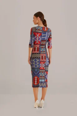 FARM Rio Robes Midi<Robe midi multicolore à manches courtes Rauti