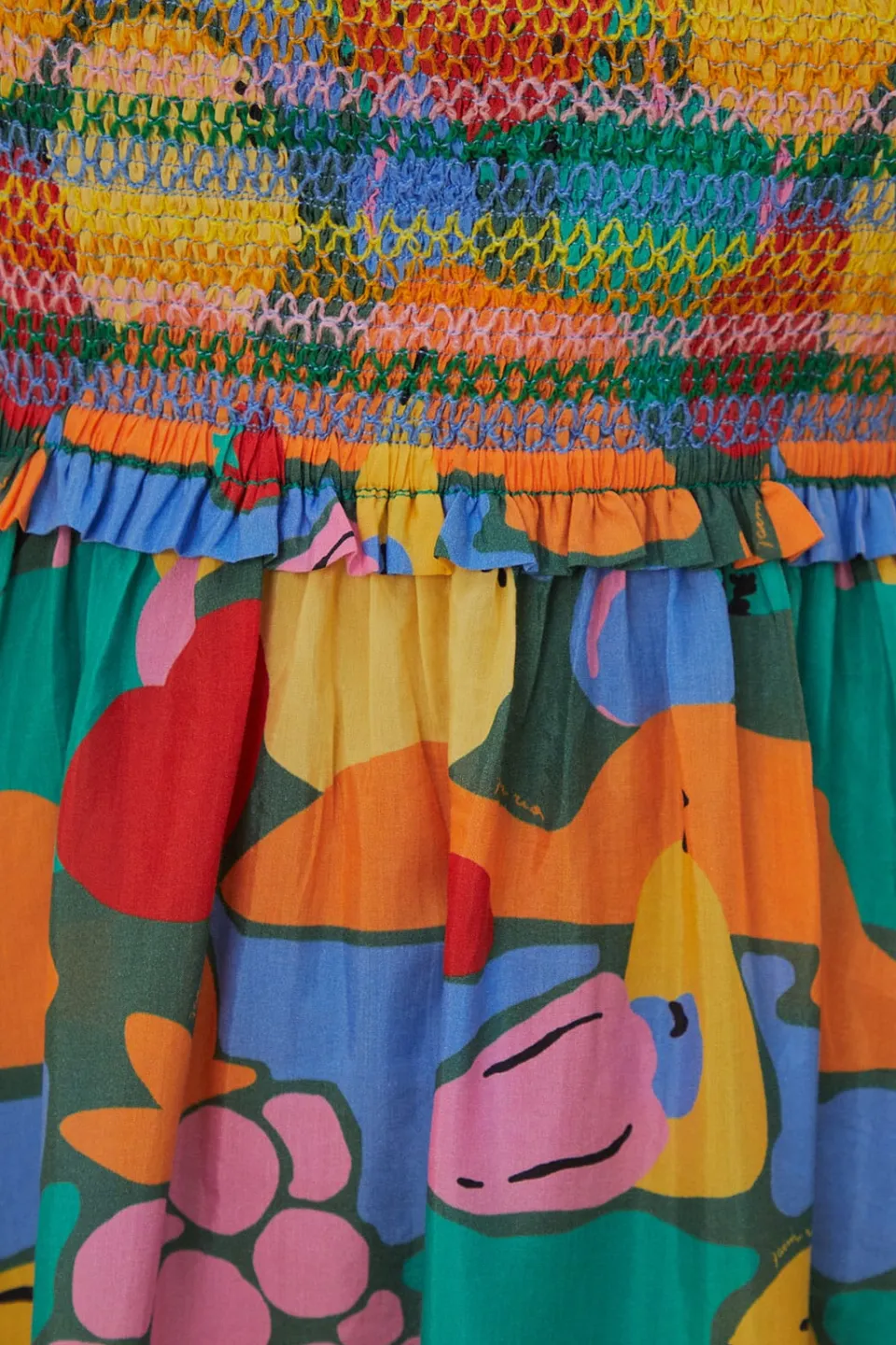 FARM Rio  Robes Midi<Robe midi multicolore à manches courtes et paysage de fruits