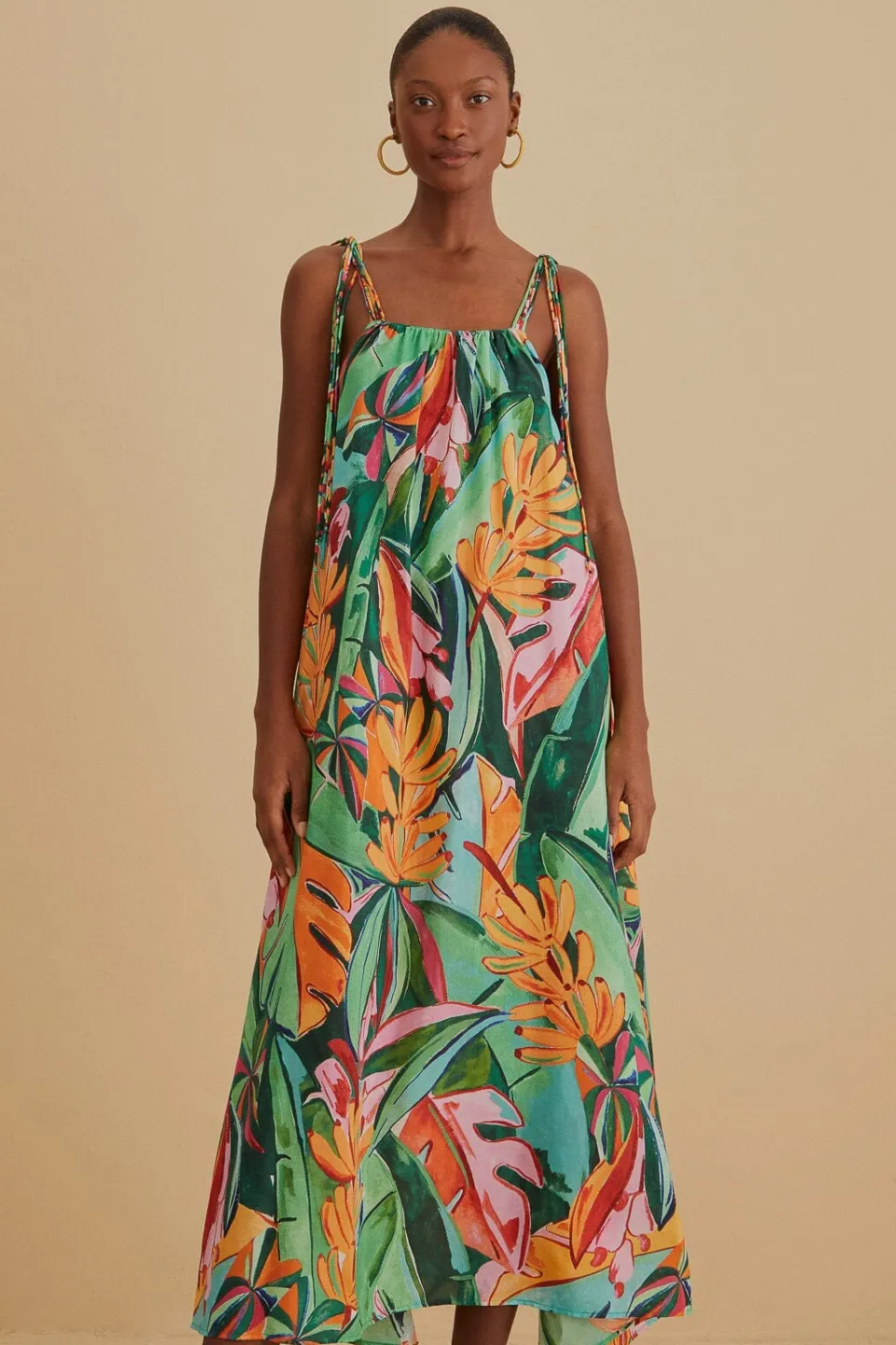 FARM Rio Robes Midi<Robe midi multicolore sans manches à feuillage de banane