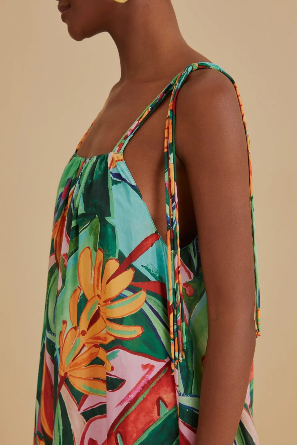 FARM Rio Robes Midi<Robe midi multicolore sans manches à feuillage de banane