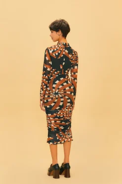 FARM Rio Robes Midi<Robe midi noire en tulle foncé Bananada