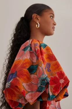 FARM Rio  Robes Midi<Robe midi orange à découpes florales Marias