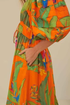 FARM Rio Robes Midi<Robe midi orange Fresh Macaws