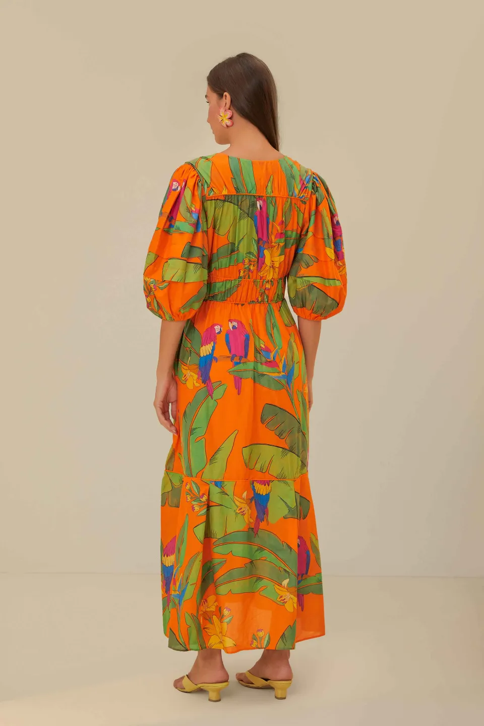 FARM Rio Robes Midi<Robe midi orange Fresh Macaws