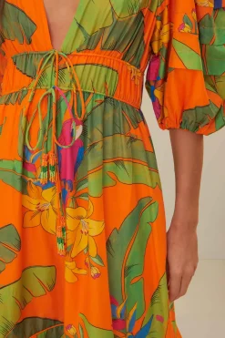 FARM Rio Robes Midi<Robe midi orange Fresh Macaws