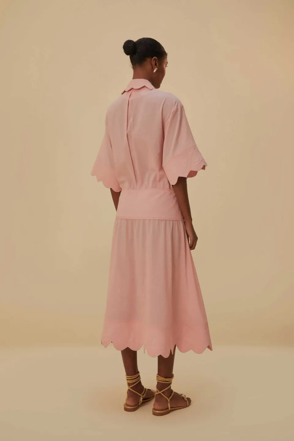 FARM Rio Robes Midi<Robe midi rose clair avec détails cœur